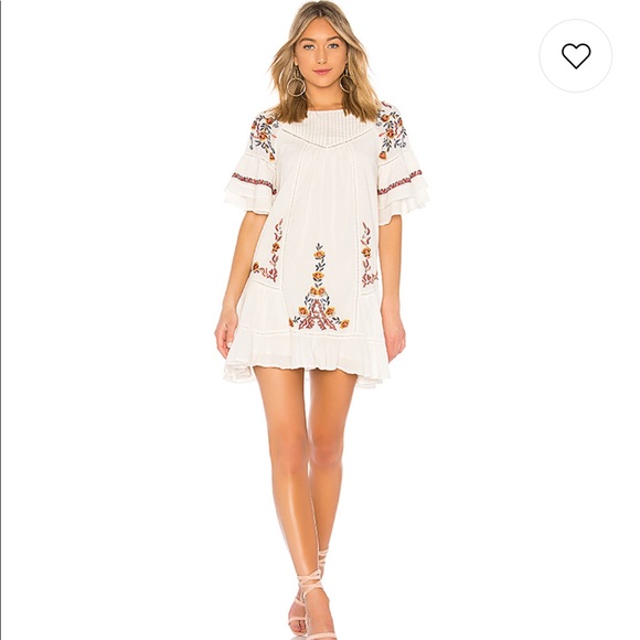 FREE PEOPLE PAVLO EMBROIDERED MINI DRESS, WHITE SIZE (NWT) - Picture 1 of 7